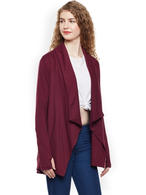 Hypernation Maroon Solid Open Front Shrug - Image 5