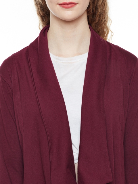 Hypernation Maroon Solid Open Front Shrug - Image 4