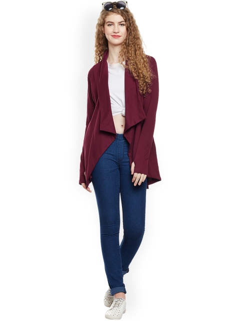 Hypernation Maroon Solid Open Front Shrug - Image 2