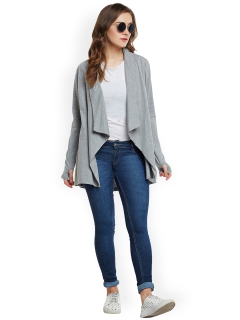 Hypernation Grey Solid Open Front Shrug - Image 2