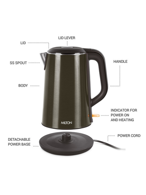 Milton Hagen Black Stainless Steel Double Walled Electric Kettle 1.8L - Image 5