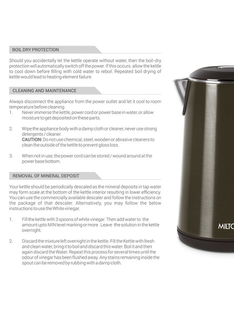 Milton Hagen Black Stainless Steel Double Walled Electric Kettle 1.8L - Image 7