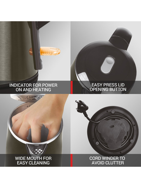 Milton Hagen Black Stainless Steel Double Walled Electric Kettle 1.8L - Image 3