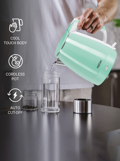 Milton Riga Light Green Stainless Steel 1500W Double Walled Electric Kettle 1.5 L - Image 2