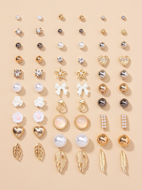 Shining Diva Fashion Set of 30 Contemporary Studs Earrings