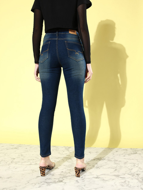 The Roadster Life Co. Women Blue Skinny Fit Heavy Fade Stretchable Jeans - Image 4