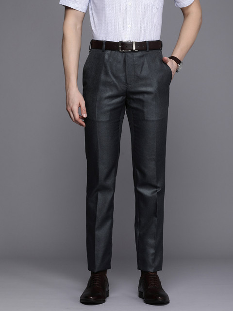 Raymond Men Self Design Textured Slim Fit Formal Trousers