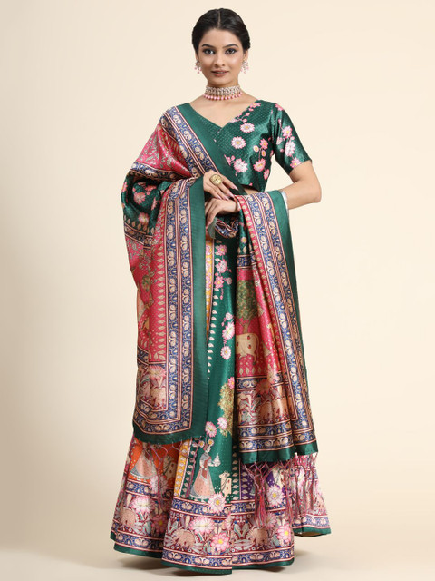 Kaizen TEXO FAB Floral Printed Semi-Stitched Lehenga & Blouse With Dupatta