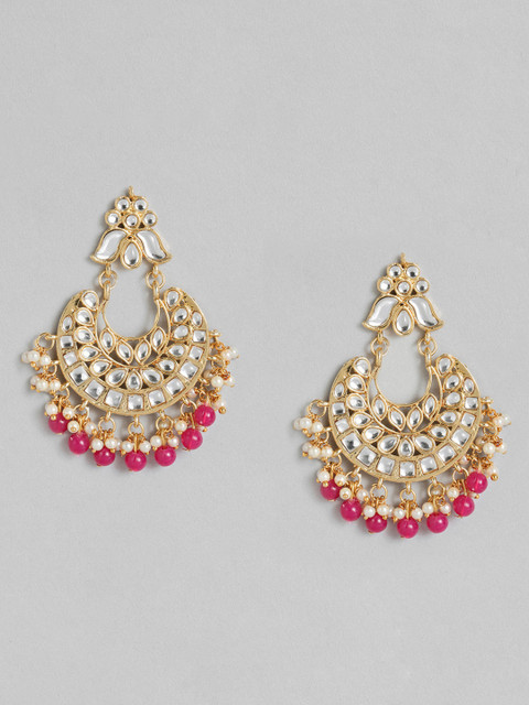 Peora Gold-Plated Kundan Contemporary Chandbalis - Image 3