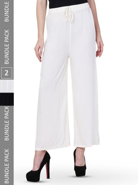 IndiWeaves Women Pack of 2 Straight Palazzos