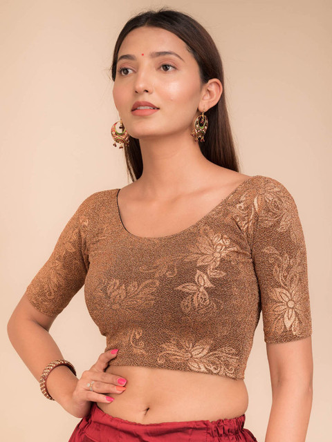 Bindigasm's Advi Self-Design Stretchable Saree Blouse - Image 2