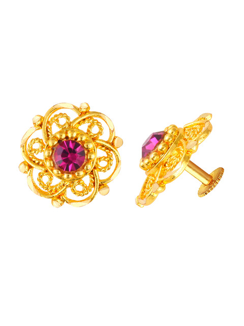 MEENAZ Gold-Plated Floral Studs Earrings - Image 3