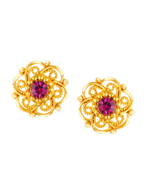 MEENAZ Gold-Plated Floral Studs Earrings - Image 2