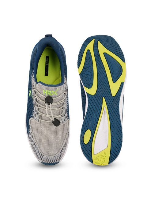 HRX by Hrithik Roshan Men Teal Blue & Grey Flyknit Mesh Marking Training or Gym Shoes - Image 5