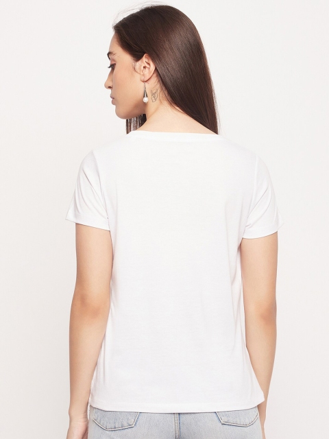 Mast & Harbour White Typography Printed Pure Cotton T-shirt - Image 5
