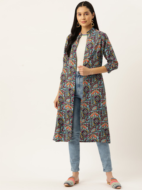 WISSTLER Women Floral Printed Longline Shrug