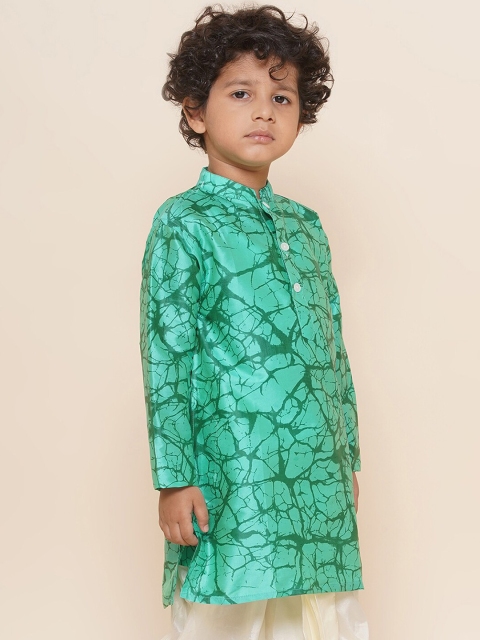 Sethukrishna Boys Mandarin Collar Abstract Printed Kurta - Image 3