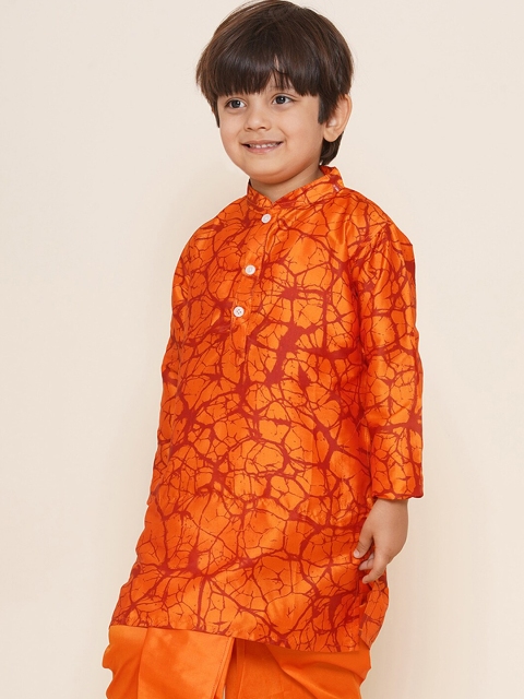 Sethukrishna Boys Mandarin Collar Printed Kurta - Image 4