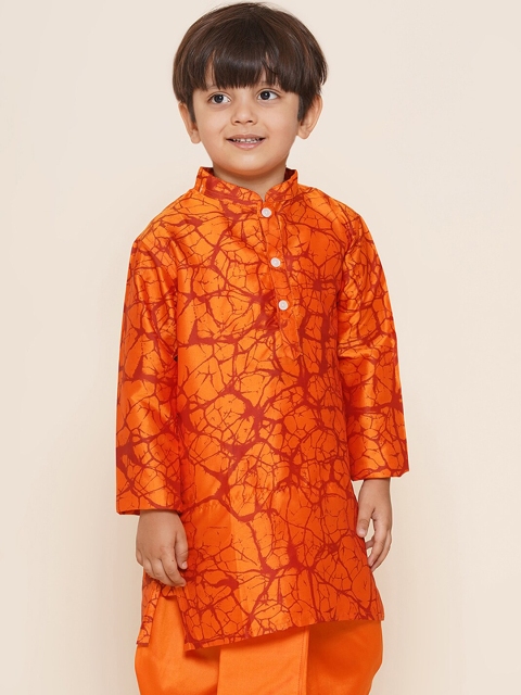 Sethukrishna Boys Mandarin Collar Printed Kurta - Image 3