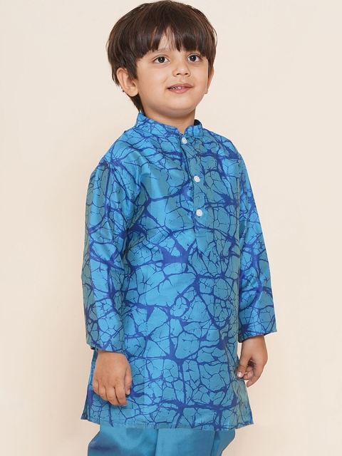 Sethukrishna Boys Mandarin Collar Abstract Printed Kurta - Image 3
