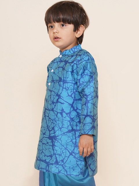 Sethukrishna Boys Mandarin Collar Abstract Printed Kurta - Image 4