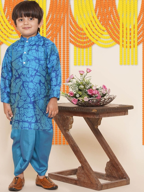 Sethukrishna Boys Mandarin Collar Abstract Printed Kurta - Image 6