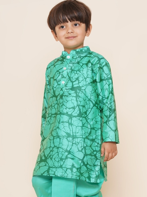 Sethukrishna Boys Mandarin Collar Abstract Printed Kurta - Image 4