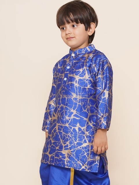 Sethukrishna Boys Mandarin Collar Abstract Printed Kurta - Image 4