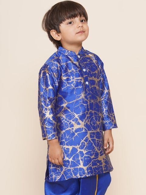 Sethukrishna Boys Mandarin Collar Abstract Printed Kurta - Image 3