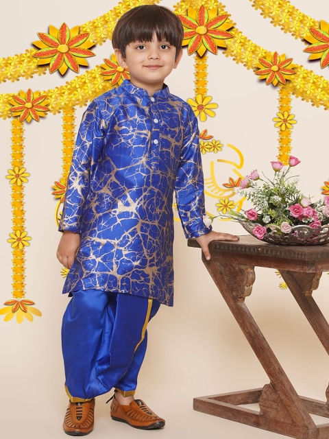 Sethukrishna Boys Mandarin Collar Abstract Printed Kurta - Image 6
