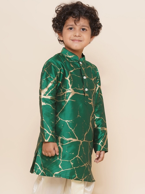Sethukrishna Boys Mandarin Collar Abstract Printed Kurta - Image 3