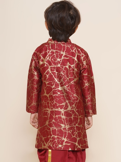 Sethukrishna Boys Mandarin Collar Abstract Printed Kurta - Image 5