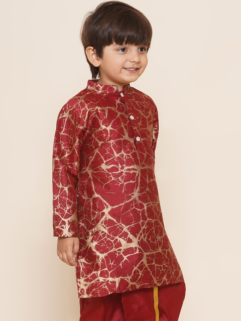 Sethukrishna Boys Mandarin Collar Abstract Printed Kurta - Image 3