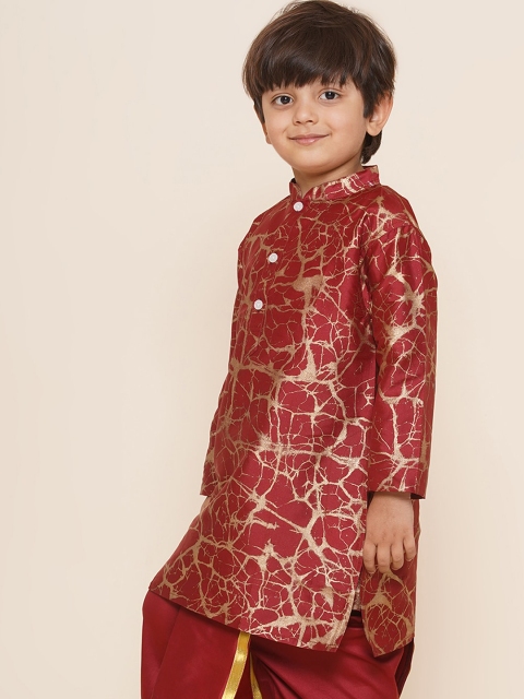 Sethukrishna Boys Mandarin Collar Abstract Printed Kurta - Image 4