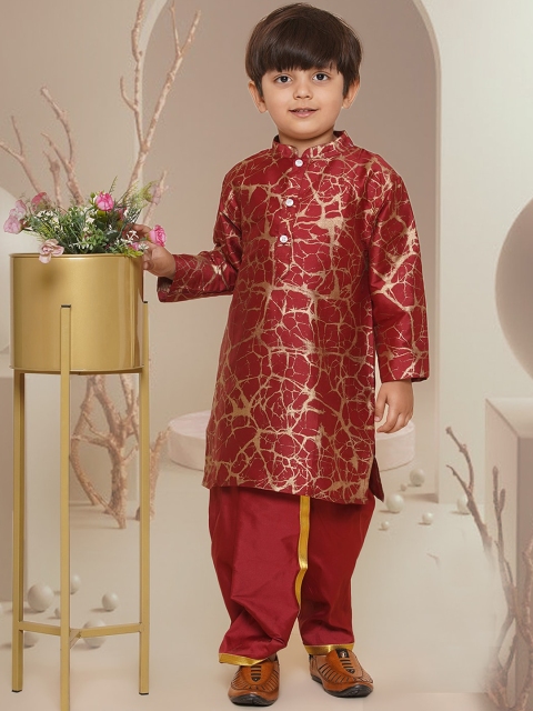 Sethukrishna Boys Mandarin Collar Abstract Printed Kurta - Image 6