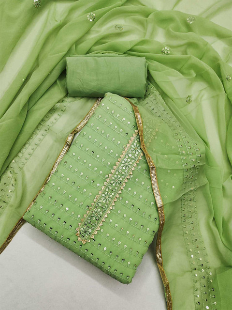 KALINI Polka Dots Sequinned Embroidered Unstitched Dress Material