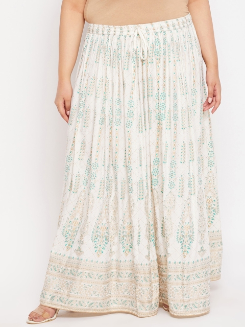 CLORA CREATION PLUS Printed Flared Maxi Skirt