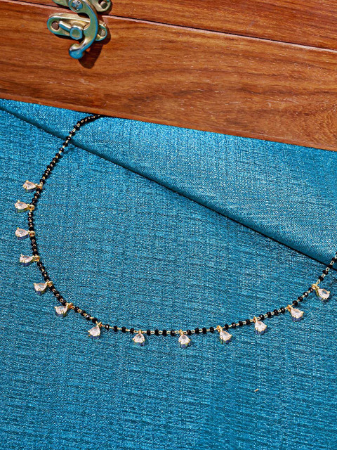 ABDESIGNS Gold-Plated AD Studded & Beaded Mangalsutra