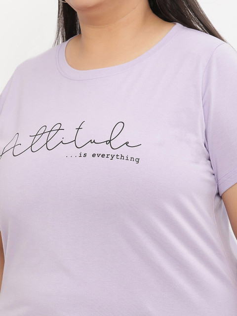 UnaOne Plus Size Typography Printed Regular Fit Cotton T-shirt - Image 2