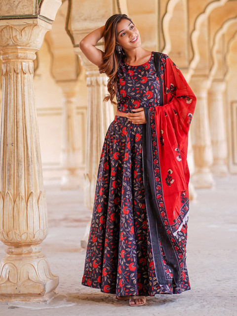 KALINI Floral Printed Ready to Wear Lehenga & Blouse With Dupatta - Image 5