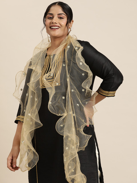 Sztori Ethnic Motifs Embroidered Sequinned Dupatta