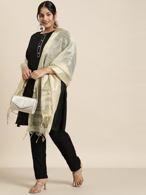 Sztori Ethnic Motifs Woven Design Organza Dupatta - Image 3