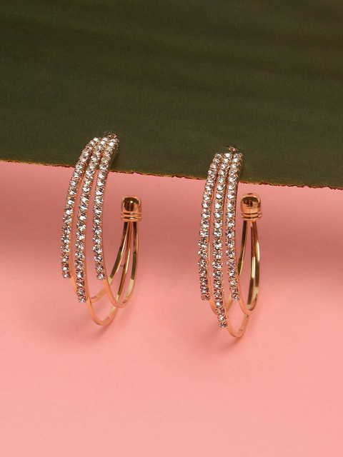 SOHI Gold-Plated Contemporary Half Hoop Earrings