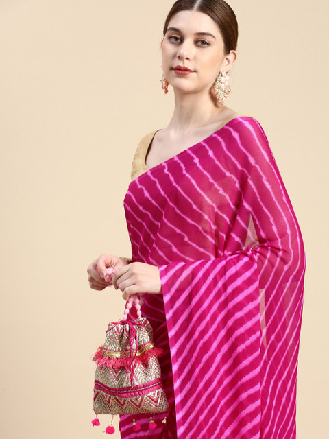 Rani Saahiba Leheriya Printed Poly Chiffon Saree