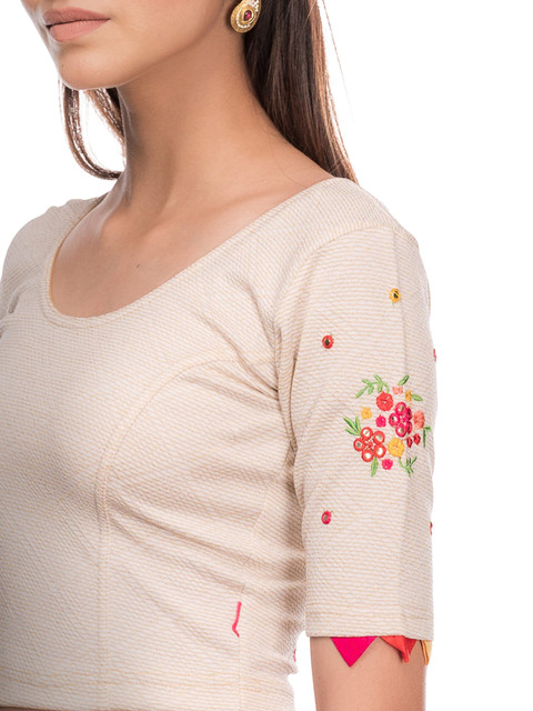 Bindigasm's Advi Self Design Embroidered Saree Blouse - Image 4