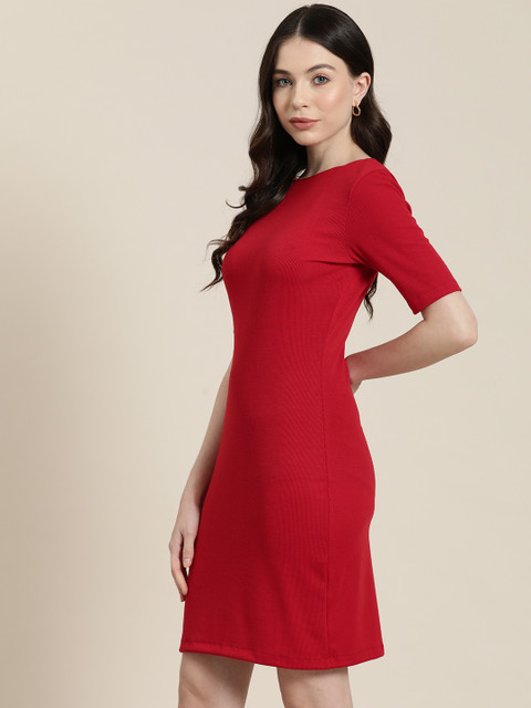 Qurvii Solid Bodycon Dress - Image 3