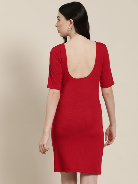Qurvii Solid Bodycon Dress - Image 4