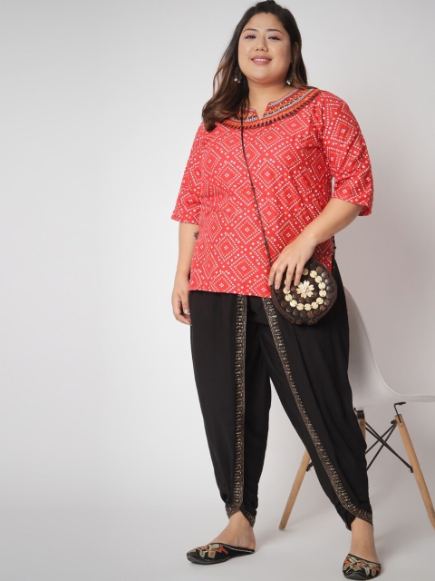 9rasa Women Plus Size Hand Block Printed Dhoti Pants - Image 5
