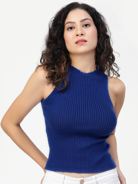 Kalt Sleeveless Ribbed Fitted Cotton Top