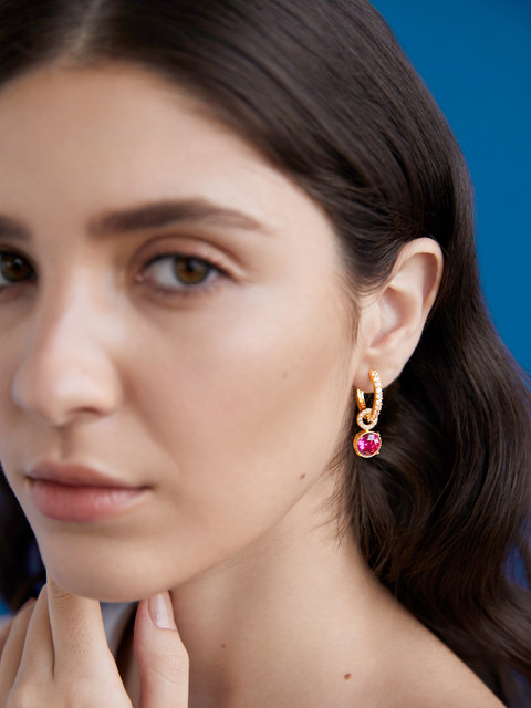 AIKA BY MINUTIAE Gold-Toned Contemporary Crystals Drop Earrings - Image 5